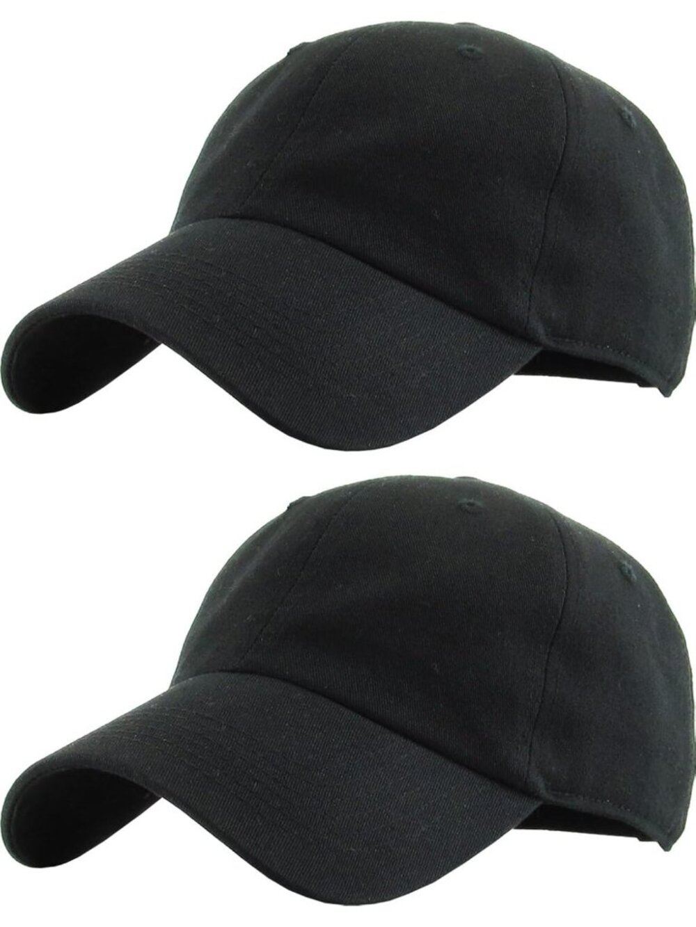 〽️Unisex Black 2pack Adjustable Low Crown Baseball Cap Classic Cotton Plain Dad